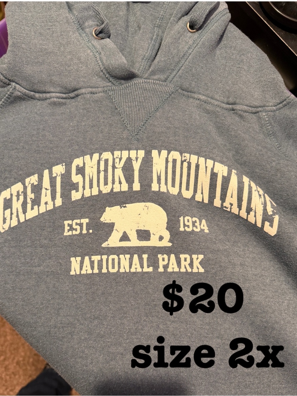 Vintage Blue Great Smoky Mountains National Park Hoodie